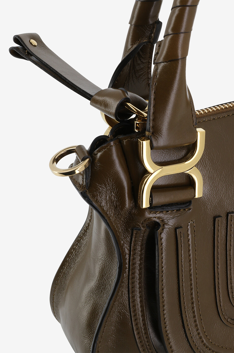 CHLOE Marcie Small shiny smooth leather double-carry bag Women DARK GREEN 5
