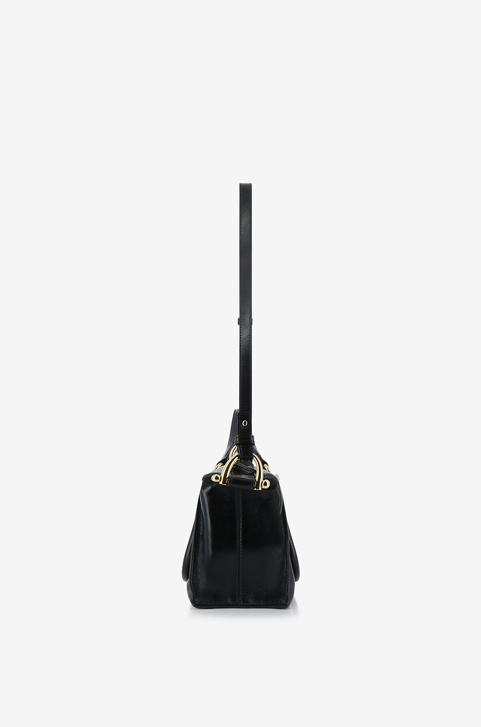 CHLOE Paraty 24 Small shiny leather double-carry bag Women BLACK 4