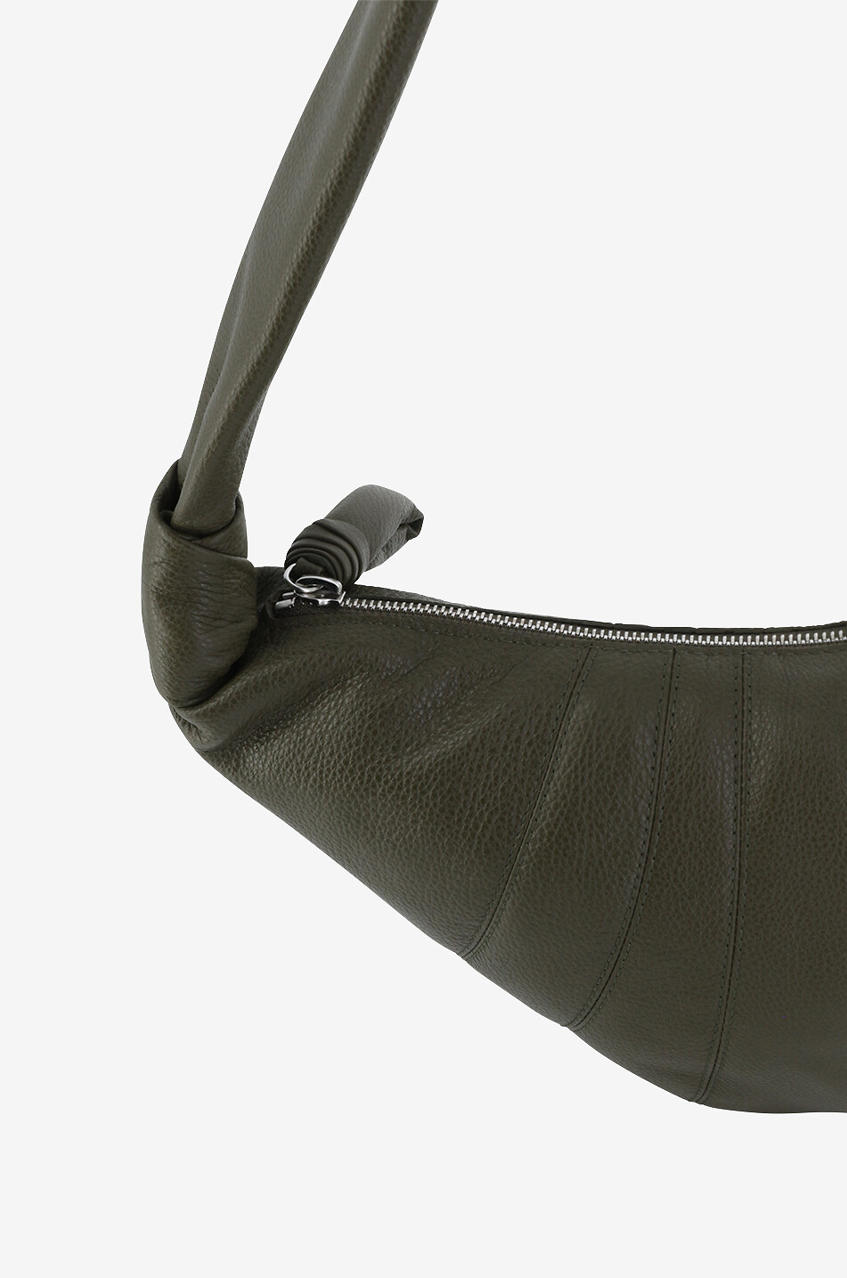 Sac porté épaule en cuir grainé matelassé Small Croissant