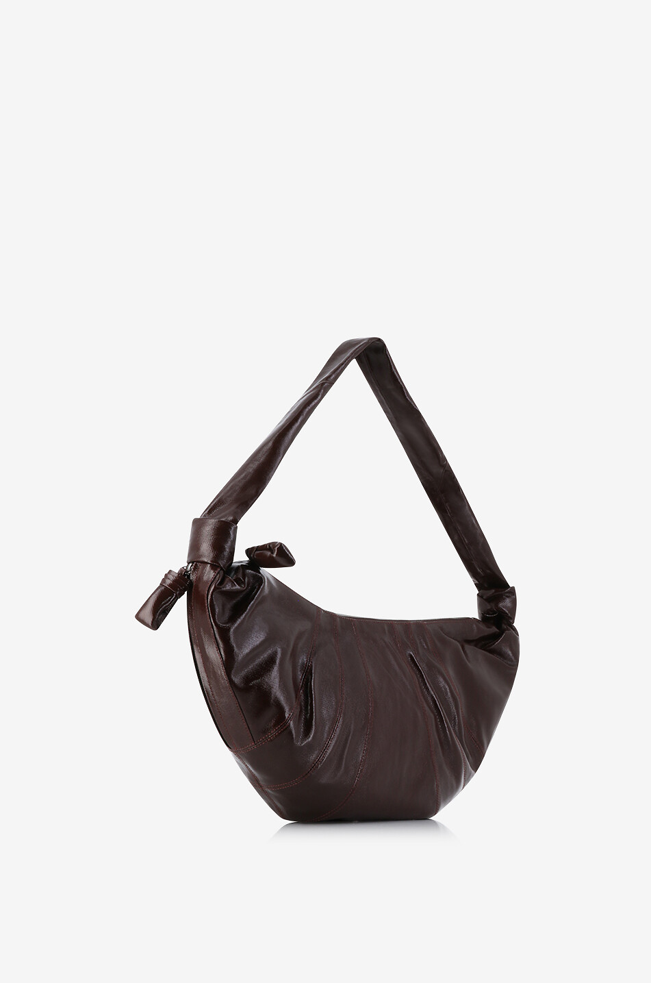 LEMAIRE Sac porté épaule en toile vernie Large Croissant Homme MARRON 3