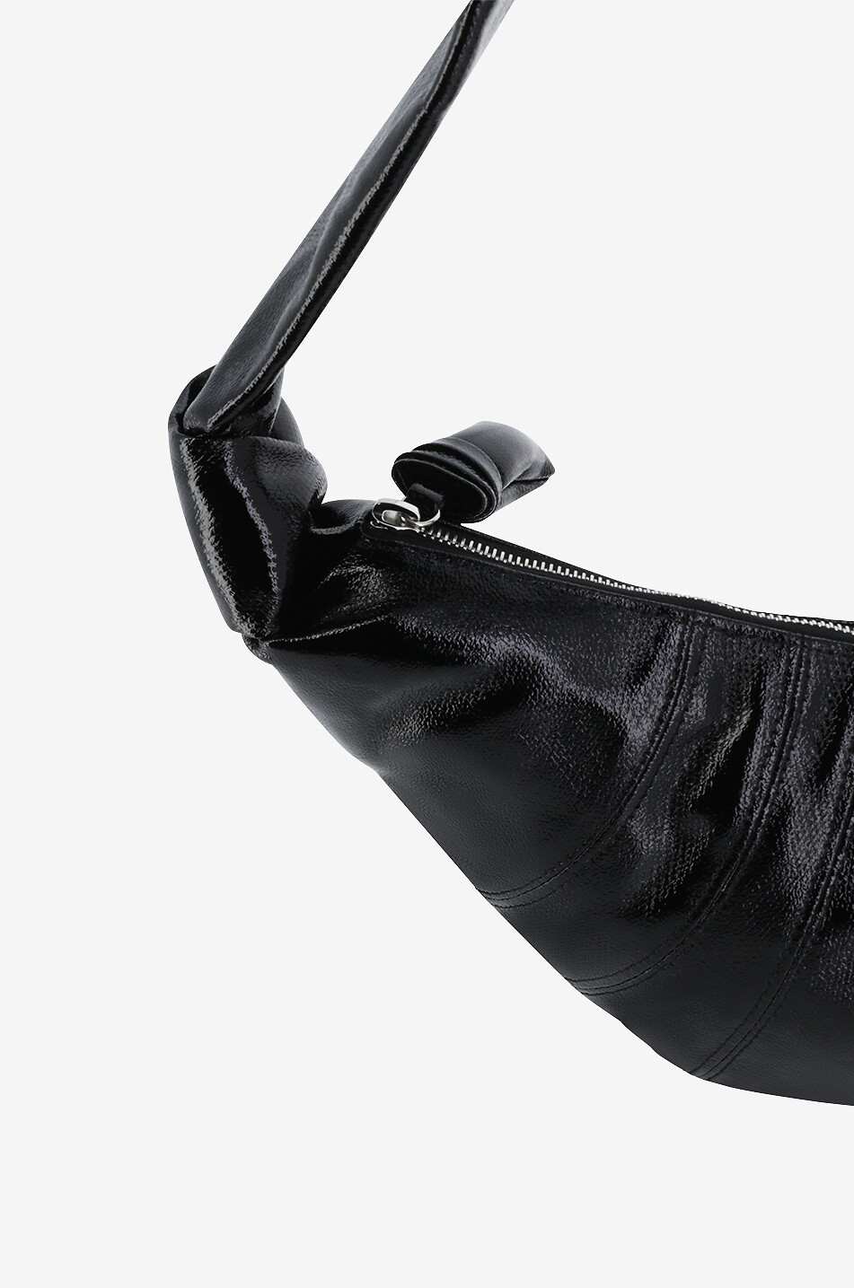 LEMAIRE Small Croissant coated canvas shoulder bag Women BLACK 4