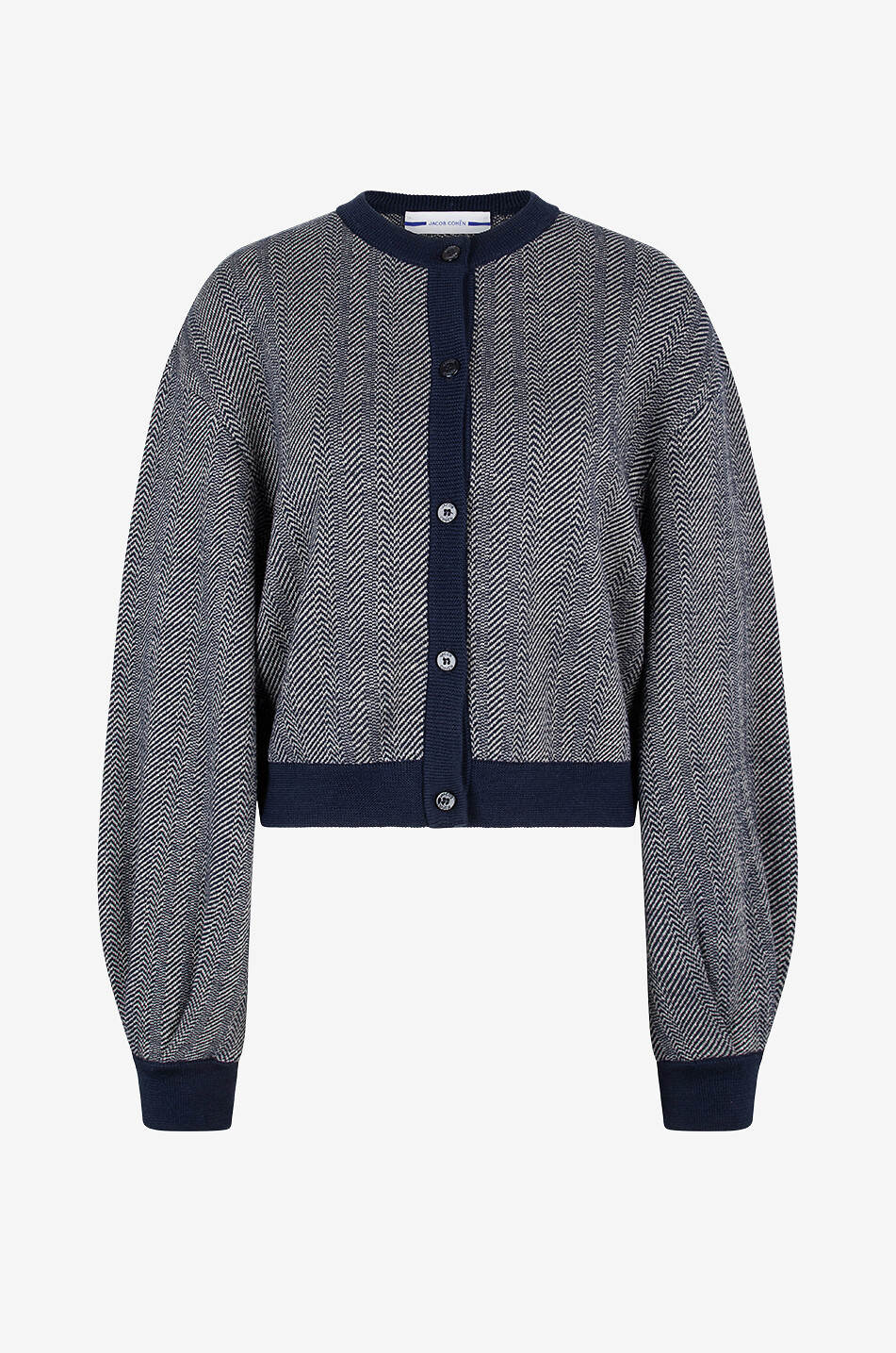 Cardigan à chevrons en laine vierge et lin