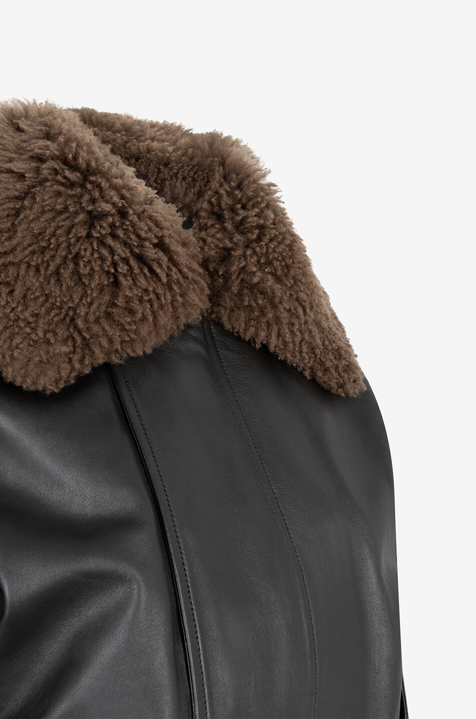 LEMAIRE Leder-Bomberjacke mit Shearling-Kragen Damen DUNKELBRAUN 3