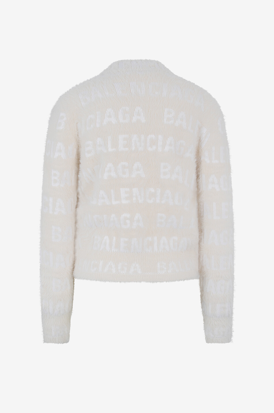 BALENCIAGA Schmaler Rundhalspullover Furry Balenciaga Horizontal Allover Damen CREMEFARBEN 2