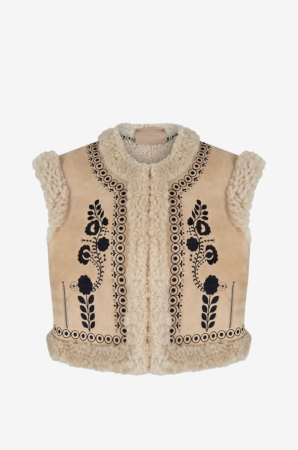 ANTIK BATIK Bestickte Shearling-Weste Dune Damen BEIGE 1