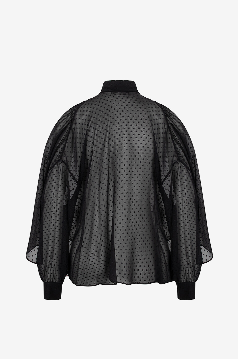 CHLOE Blouse à lavallière en georgette de soie à plumetis Femme NOIR 2