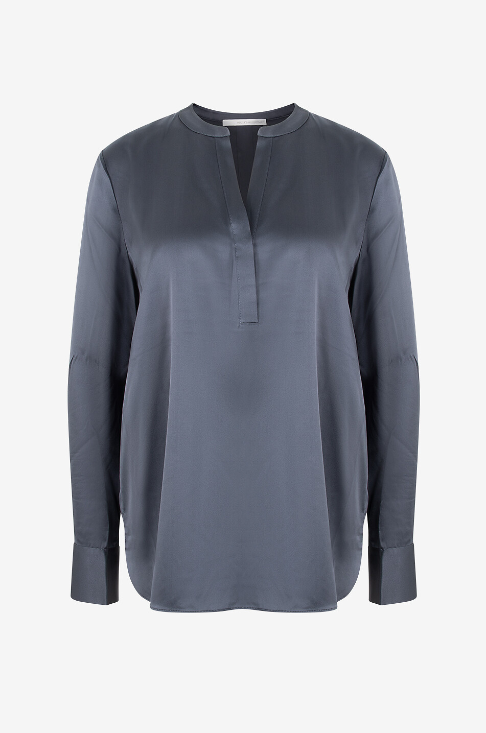 Einfarbige langärmelige Bluse aus Seidensatin