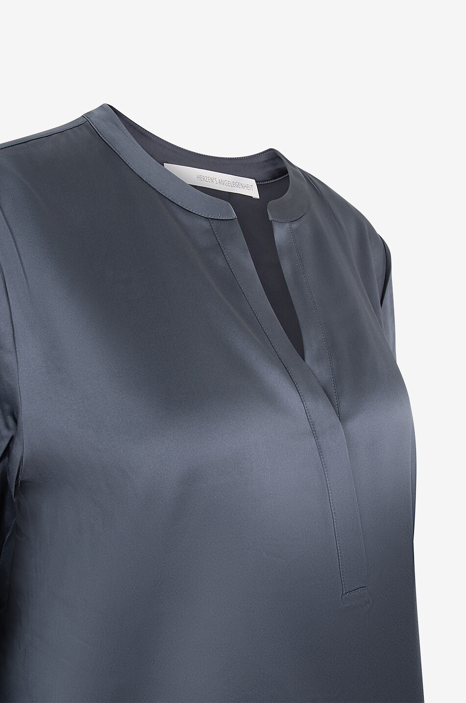 Einfarbige langärmelige Bluse aus Seidensatin