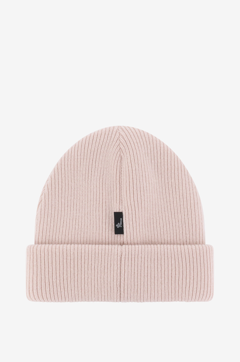 MONCLER GRENOBLE Bonnet côtelé double en laine à patch logo Femme ROSE 2