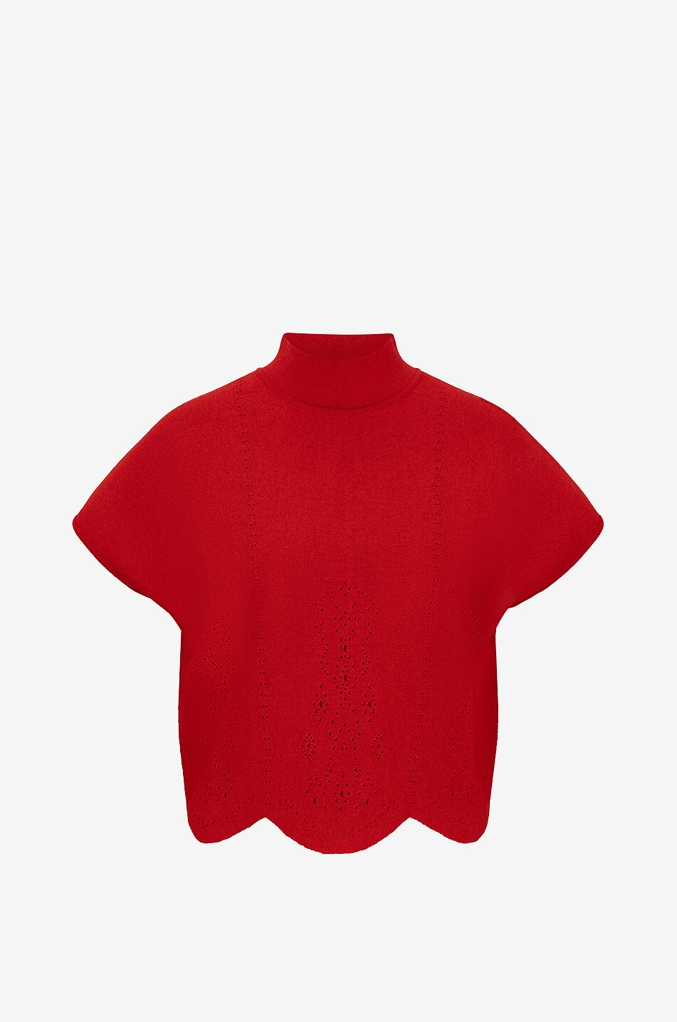 Biscuit short-sleeved openwork jumper
