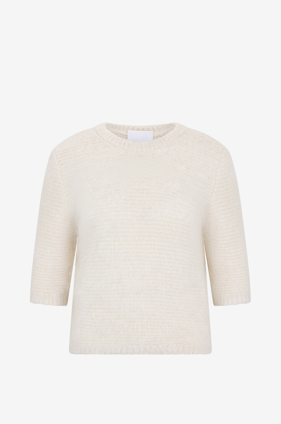 Boat elbow-sleeved brushed wool top