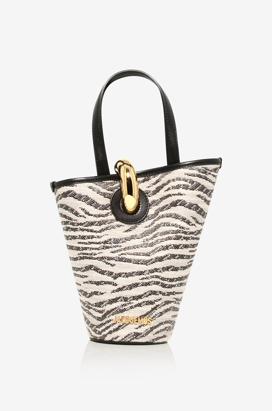 Le Petit Bambola zebra jacquard mini bucket bag
