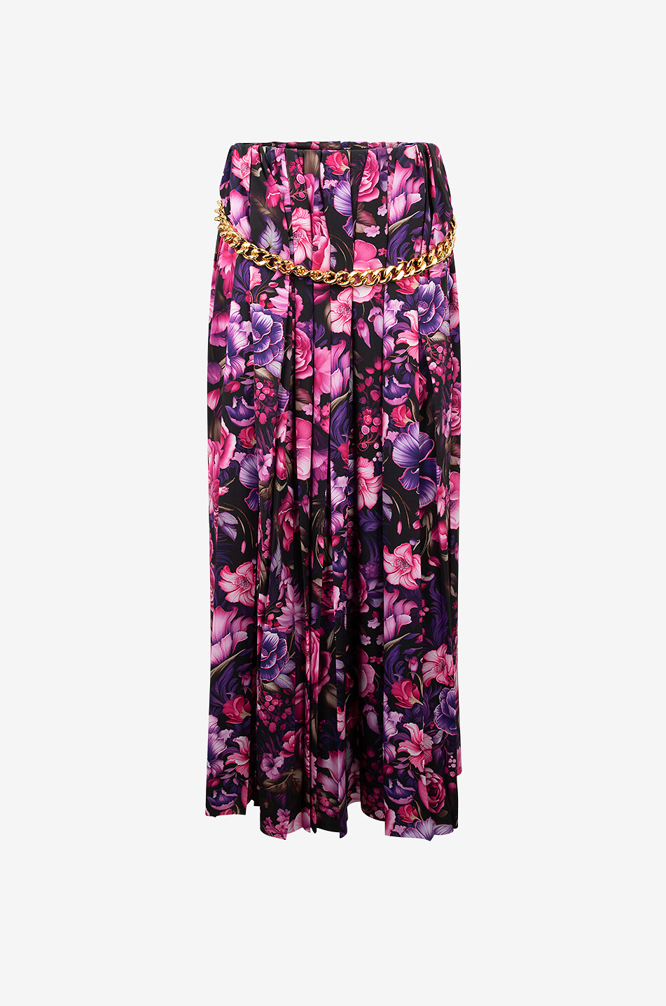 AI Purple Bouquet pleated crepe long skirt