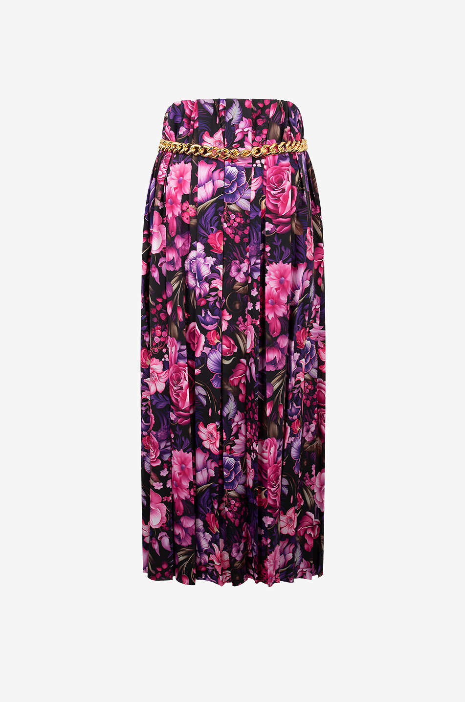AI Purple Bouquet pleated crepe long skirt
