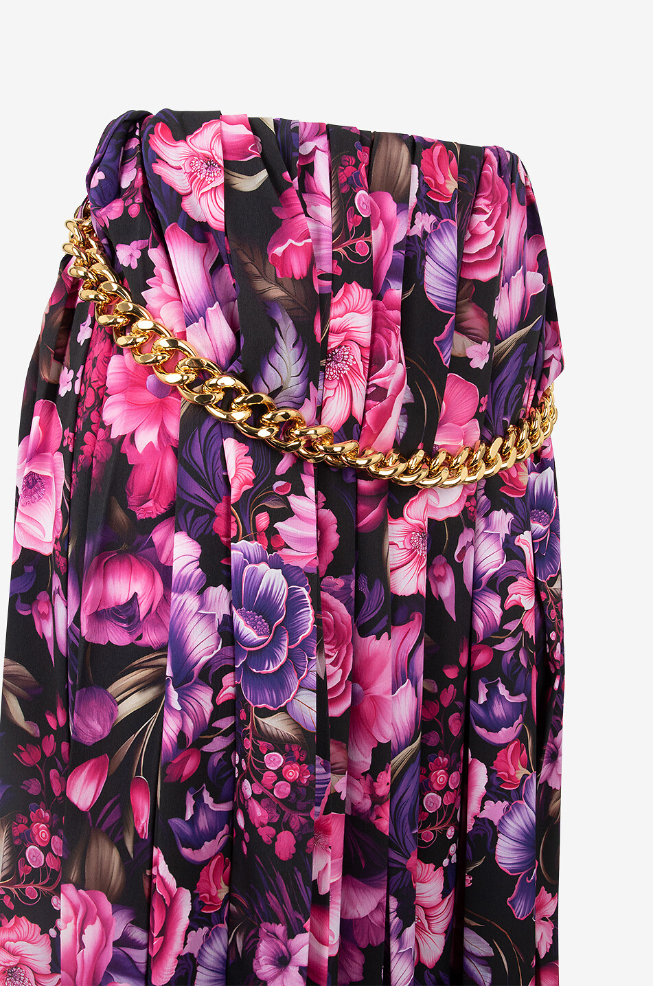 AI Purple Bouquet pleated crepe long skirt
