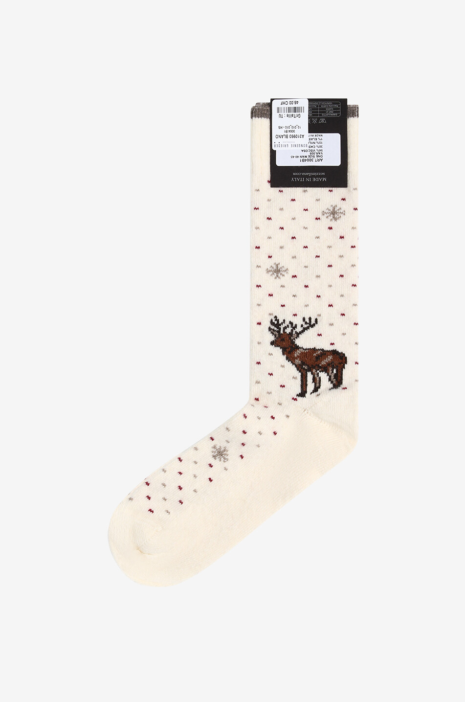 Chaussettes hautes en cachemire motif renne