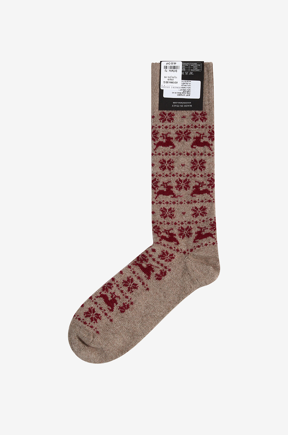 Chaussettes hautes en cachemire flocons et cerfs