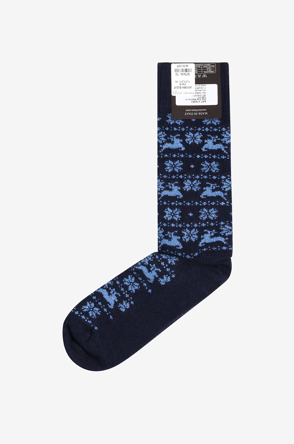 Hohe Socken aus Kaschmir Schneeflocken und Hirsche
