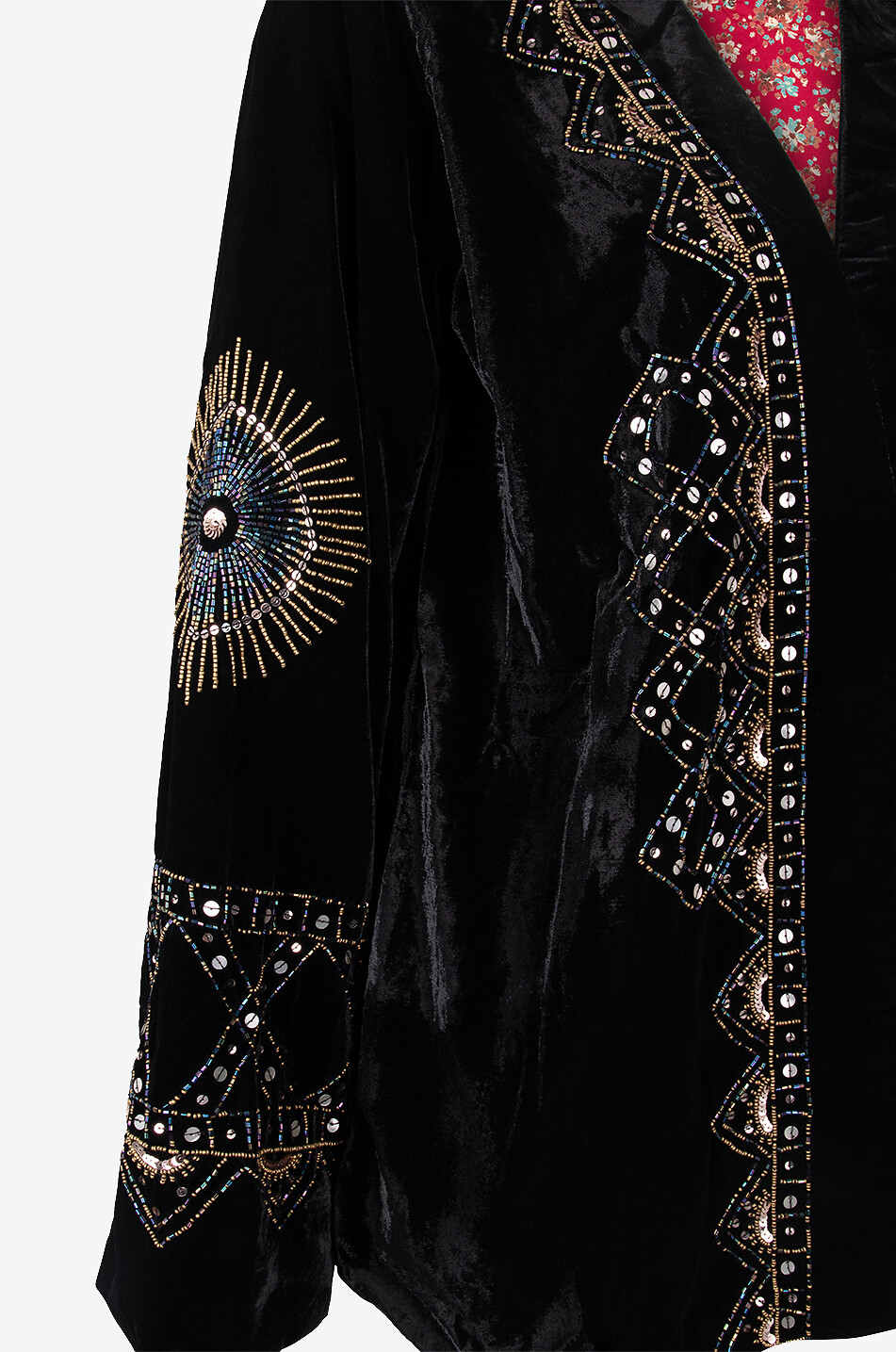 ANTIK BATIK Veste kimono en velorus brodé Illuminati Femme NOIR 4