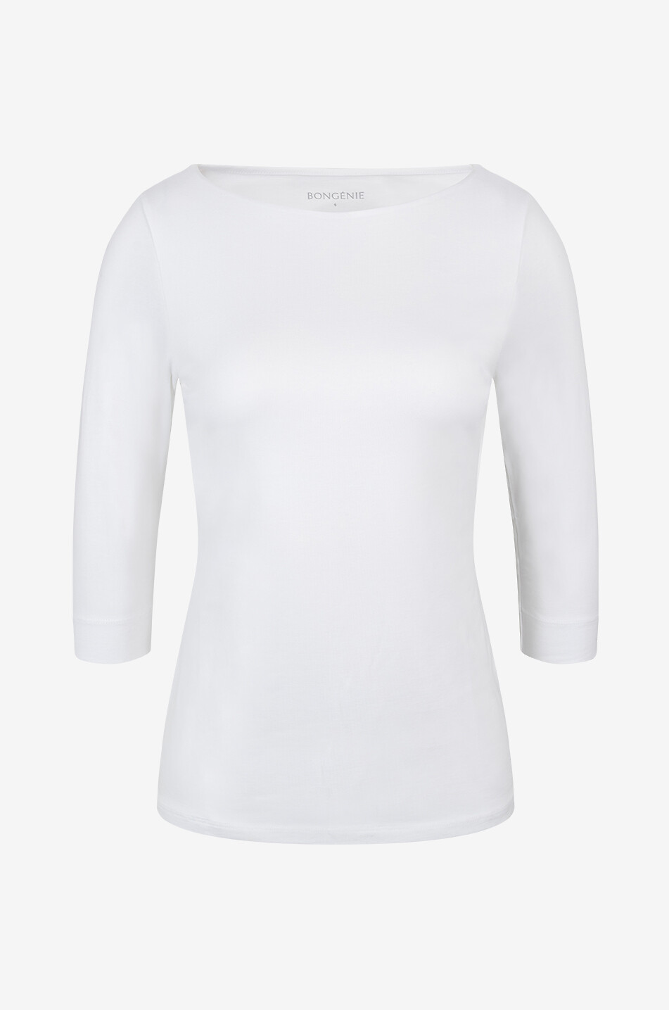 BONGENIE T-Shirt mit U-Boot-Ausschnitt und Dreiviertel-Ärmeln Damen WEISS 1
