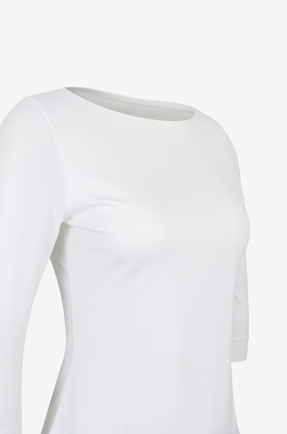 BONGENIE T-Shirt mit U-Boot-Ausschnitt und Dreiviertel-Ärmeln Damen WEISS 3