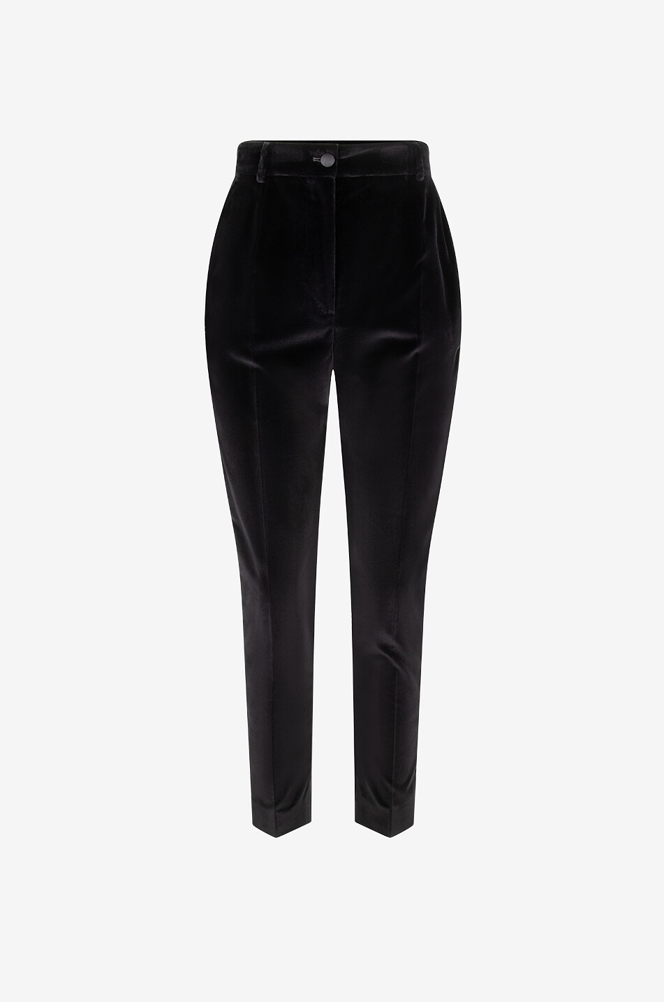 Slim-Fit-Smokinghose aus Samt mit hoher Taille