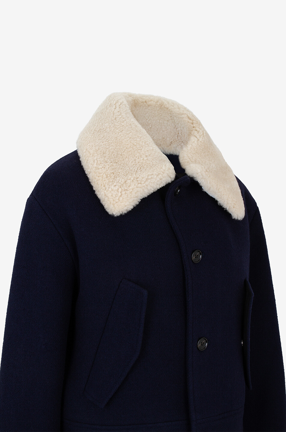 AMI Shearling collar short jacket Women DARK BLUE 3