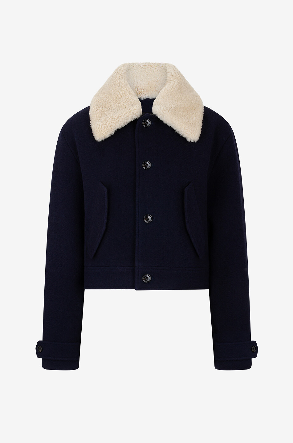 Kurze Jacke mit Shearling-Kragen