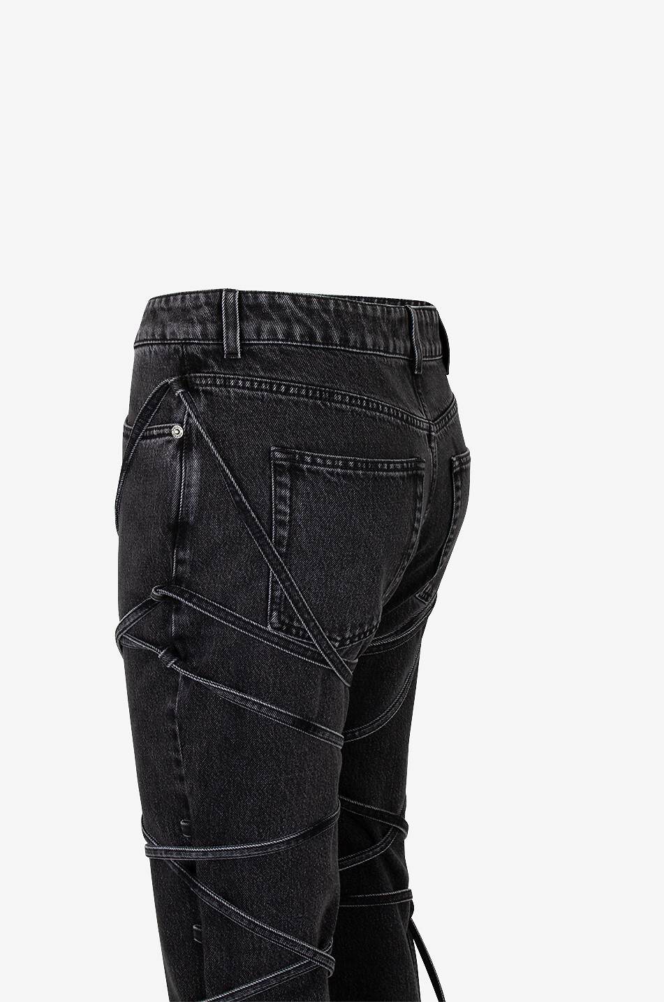 Slim-Fit-Jeans mit gekreuzten Schnürungen