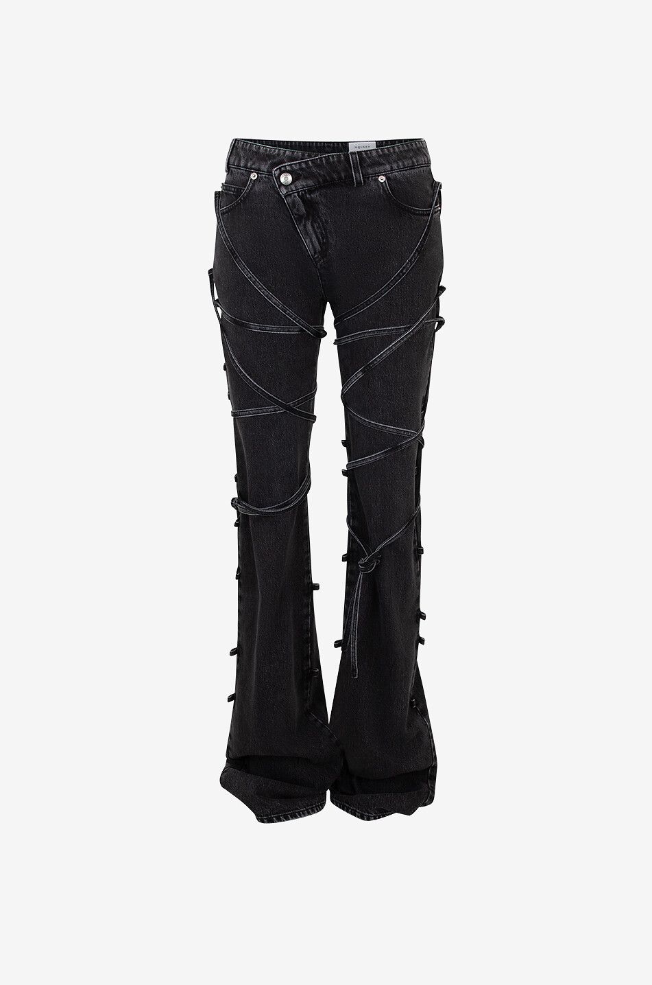 Slim-Fit-Jeans mit gekreuzten Schnürungen