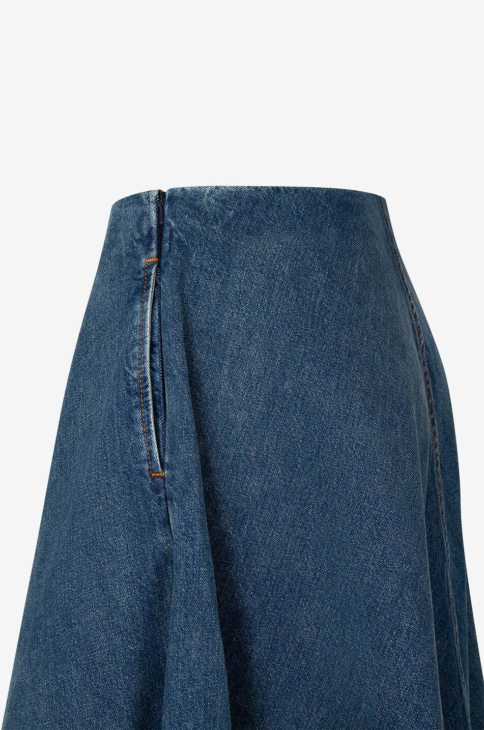 Jupe midi évasée en denim délavé Renta