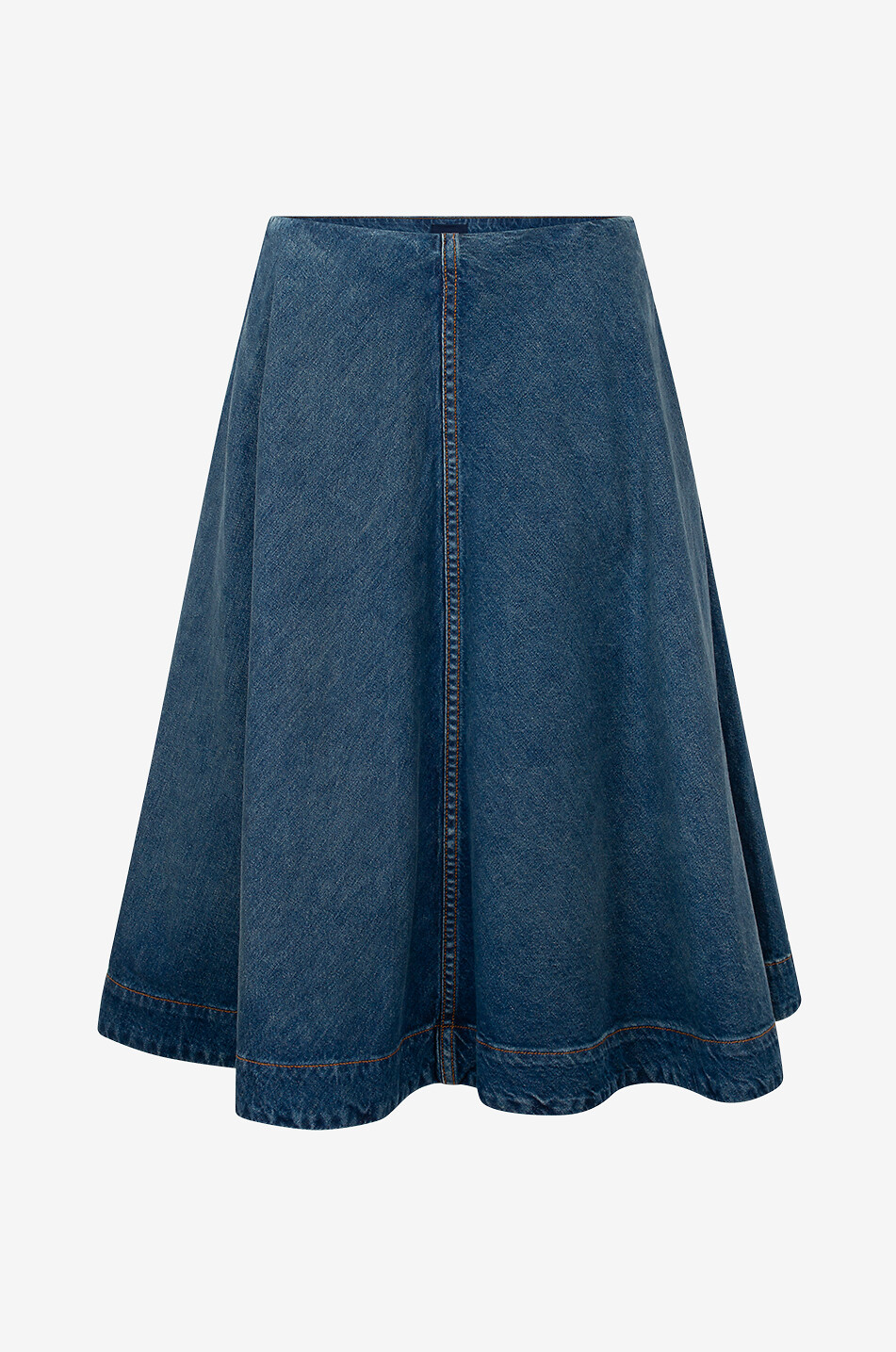 Jupe midi évasée en denim délavé Renta