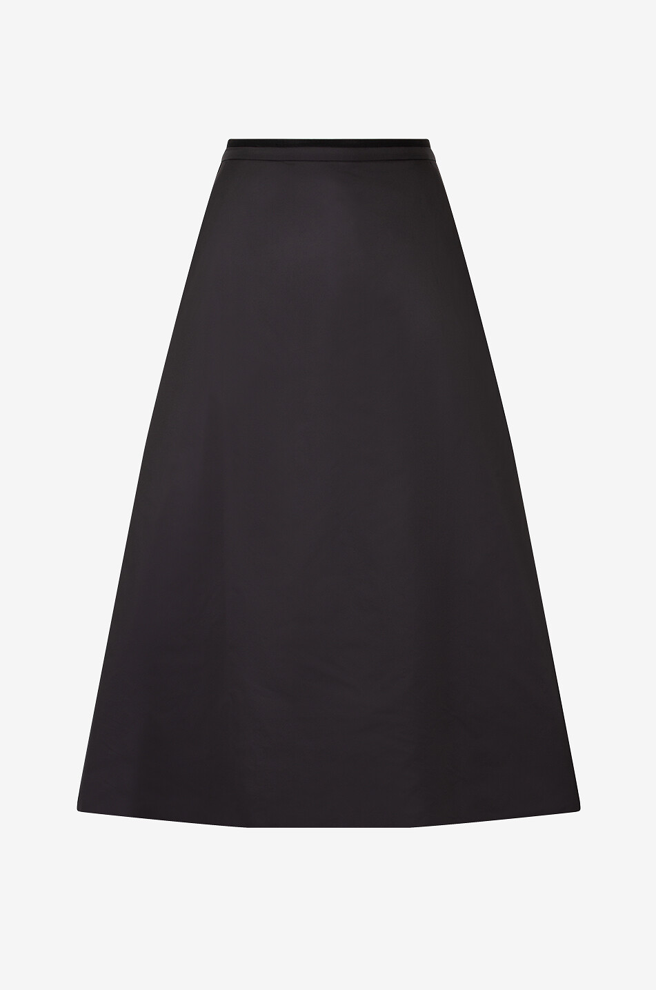 Flared padded nylon midi skirt