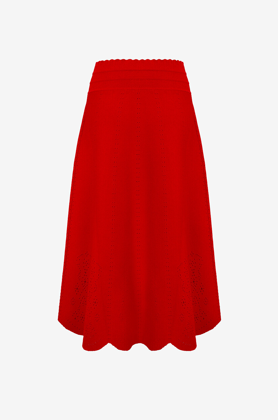 Lochstrick-Midirock aus Wollgemisch Biscotte