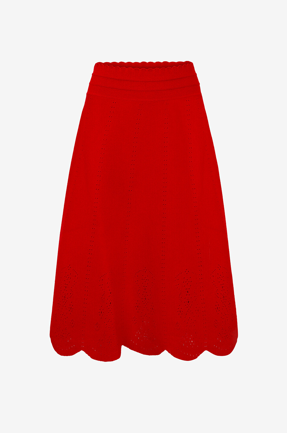 MOLLI Jupe midaxi ajourée en laine Biscotte Femme ROUGE 1