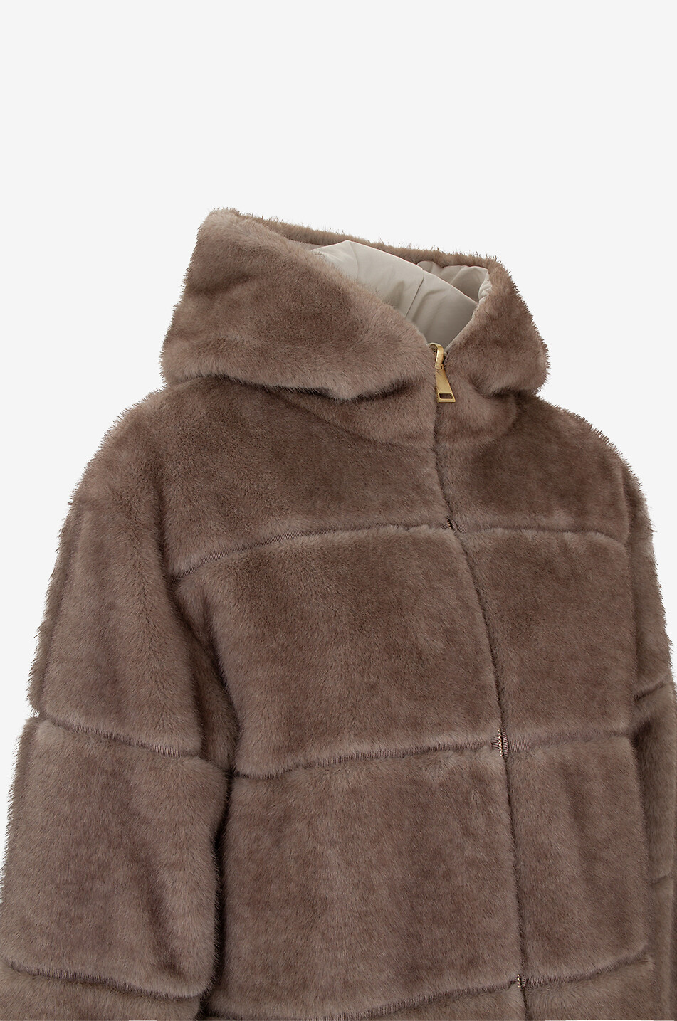 MONCLER Parka réversible en gabardine et fourrure synthétique Brissac Femme BLANC 3