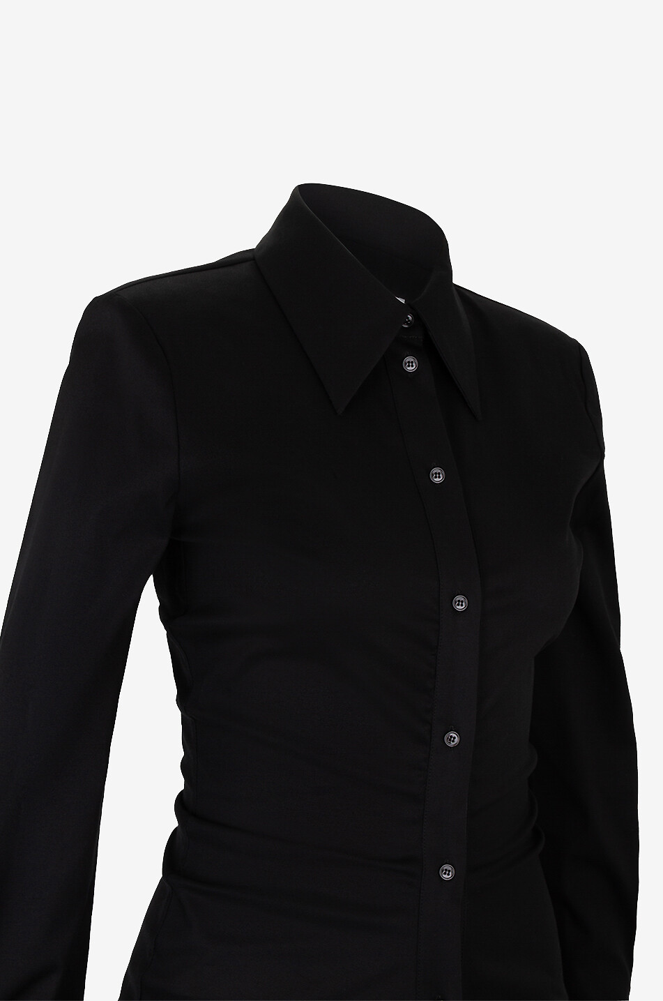 ALEXANDER McQUEEN Robe chemise froncée courte en popeline Femme NOIR 3