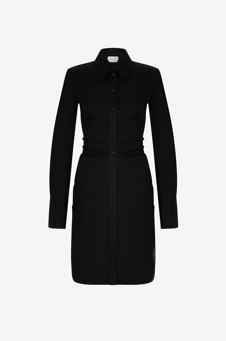 Robe chemise froncée courte en popeline