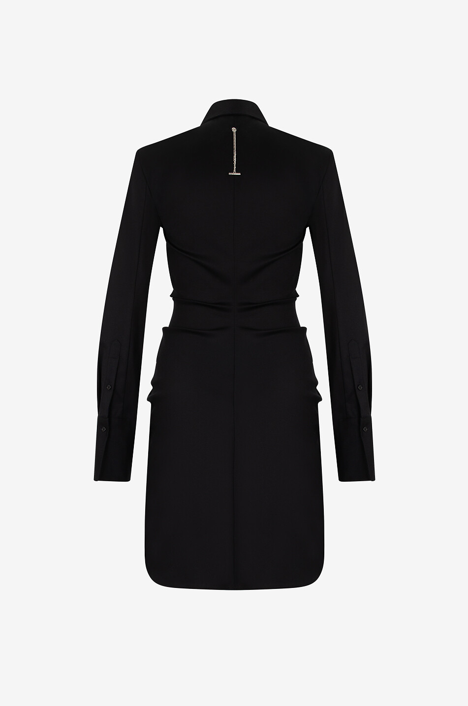 ALEXANDER McQUEEN Robe chemise froncée courte en popeline Femme NOIR 2