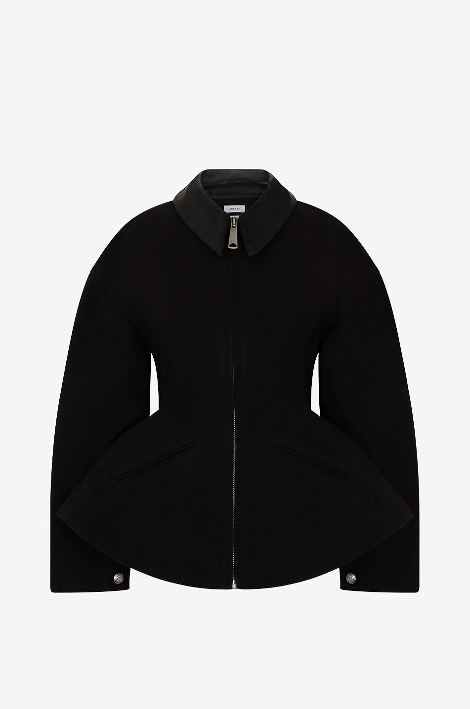 Jacke mit Schoss aus Segeltuch und Leder