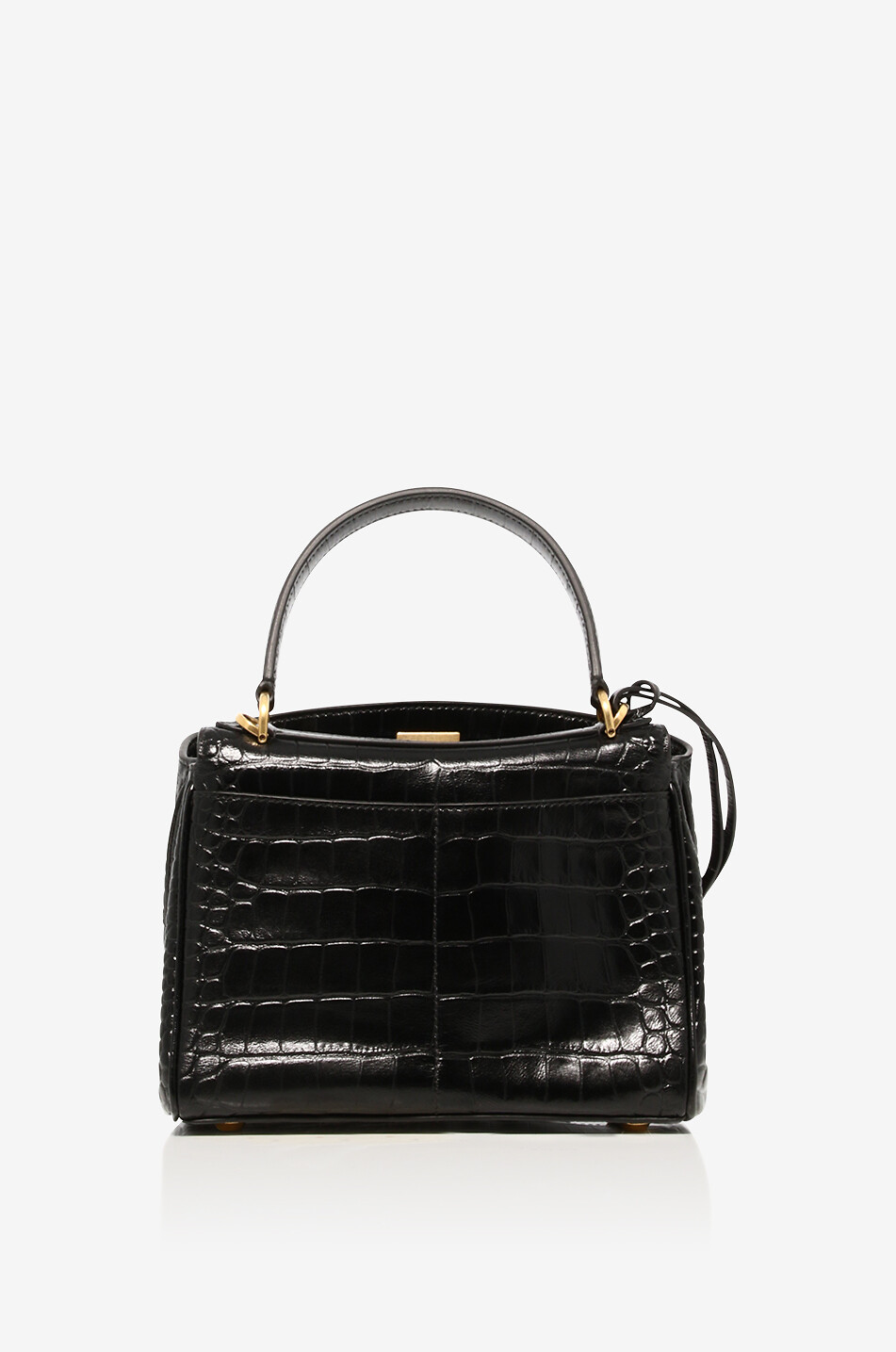 BALENCIAGA Rodeo Mini croc embossed leather handbag Women BLACK 3