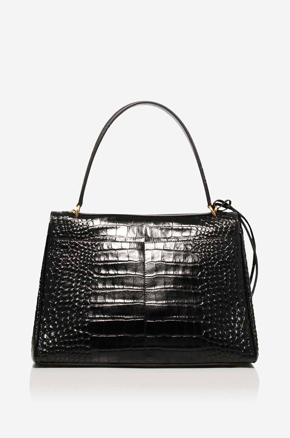 BALENCIAGA Rodeo Medium croc embossed leather shoulder bag Women BLACK 3