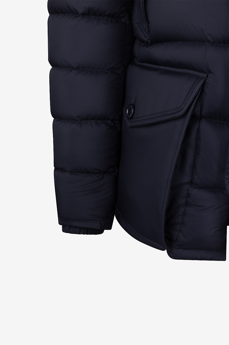 MONCLER Kurze Daunenjacke mit Kapuze mit Kunstpelz Clunye Herren DUNKELBLAU 5