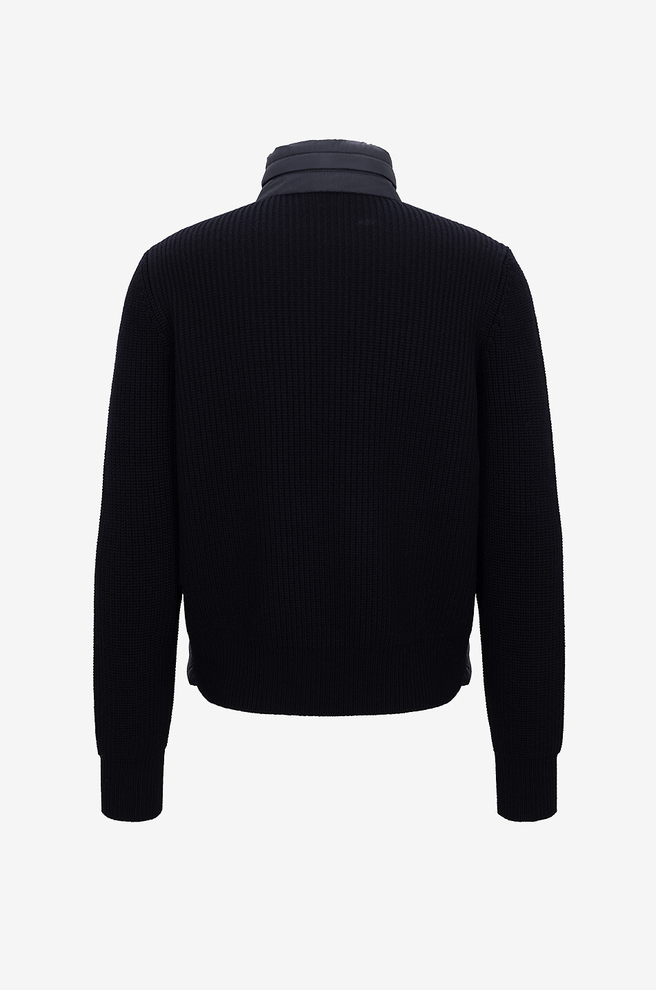 MONCLER Ribbed wool cardigan with down parts Men BLACK 2