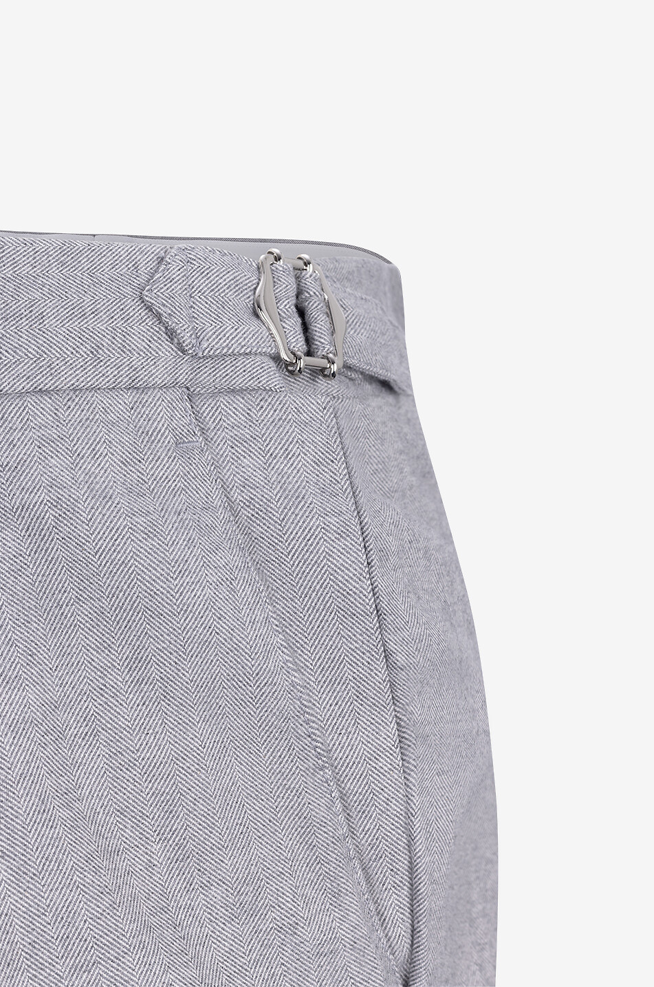 BRUNELLO CUCINELLI Pantalon à pinces en flanelle à chevrons Tailor Fit Homme GRIS CLAIR 3