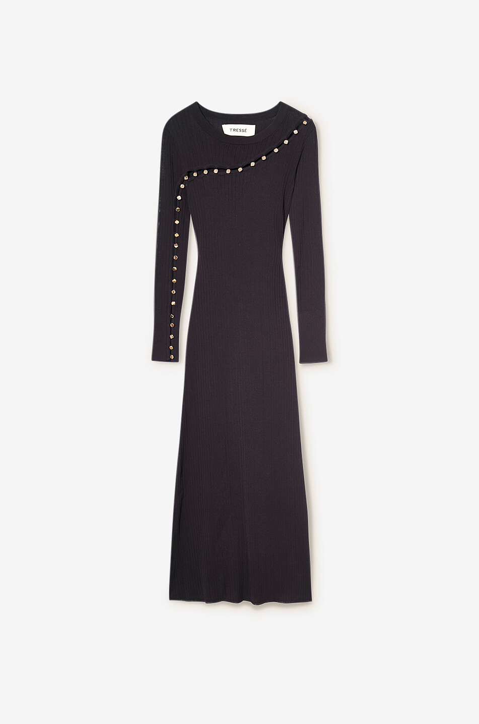 TRESSE PARIS Robe midi en maille à découpe Rida Femme NOIR 1