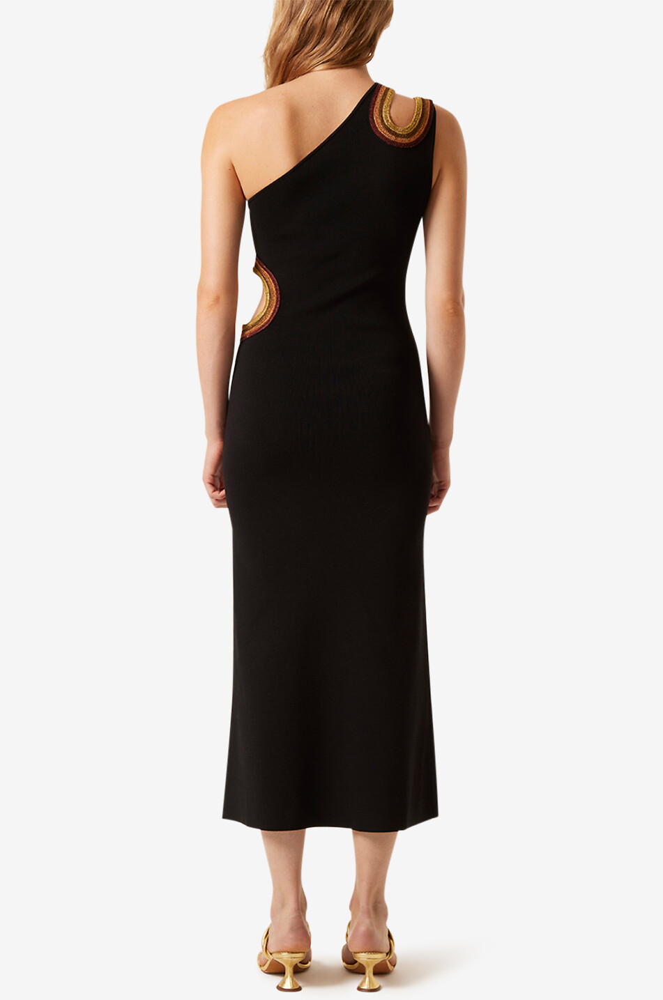 TRESSE PARIS Robe midi en maille à épaule dénudée Rachana Femme NOIR 3