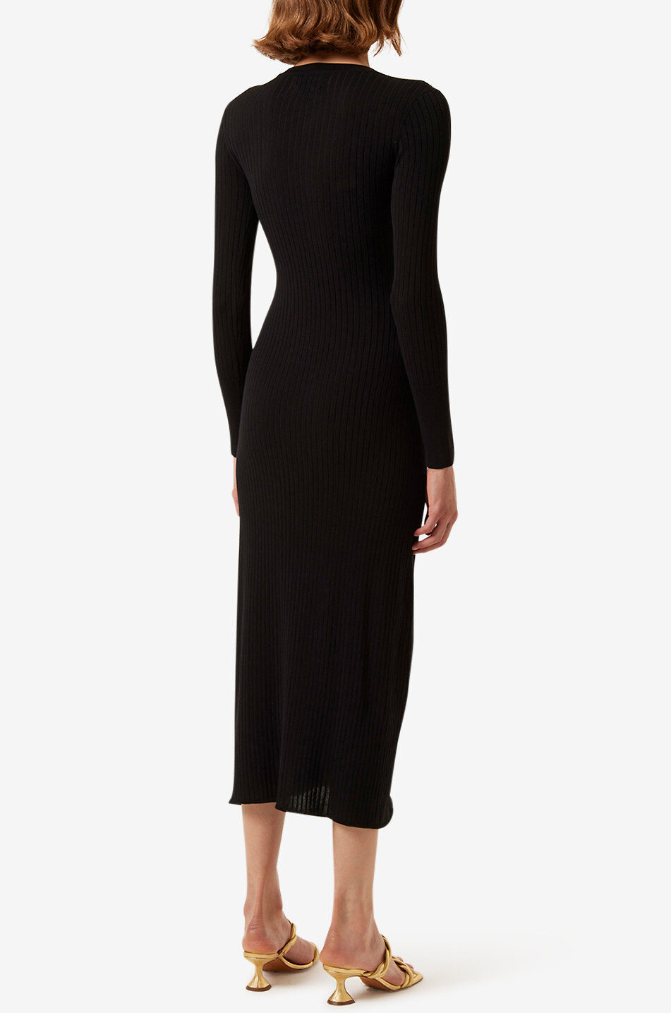 TRESSE PARIS Robe midi en maille à découpe Rida Femme NOIR 3