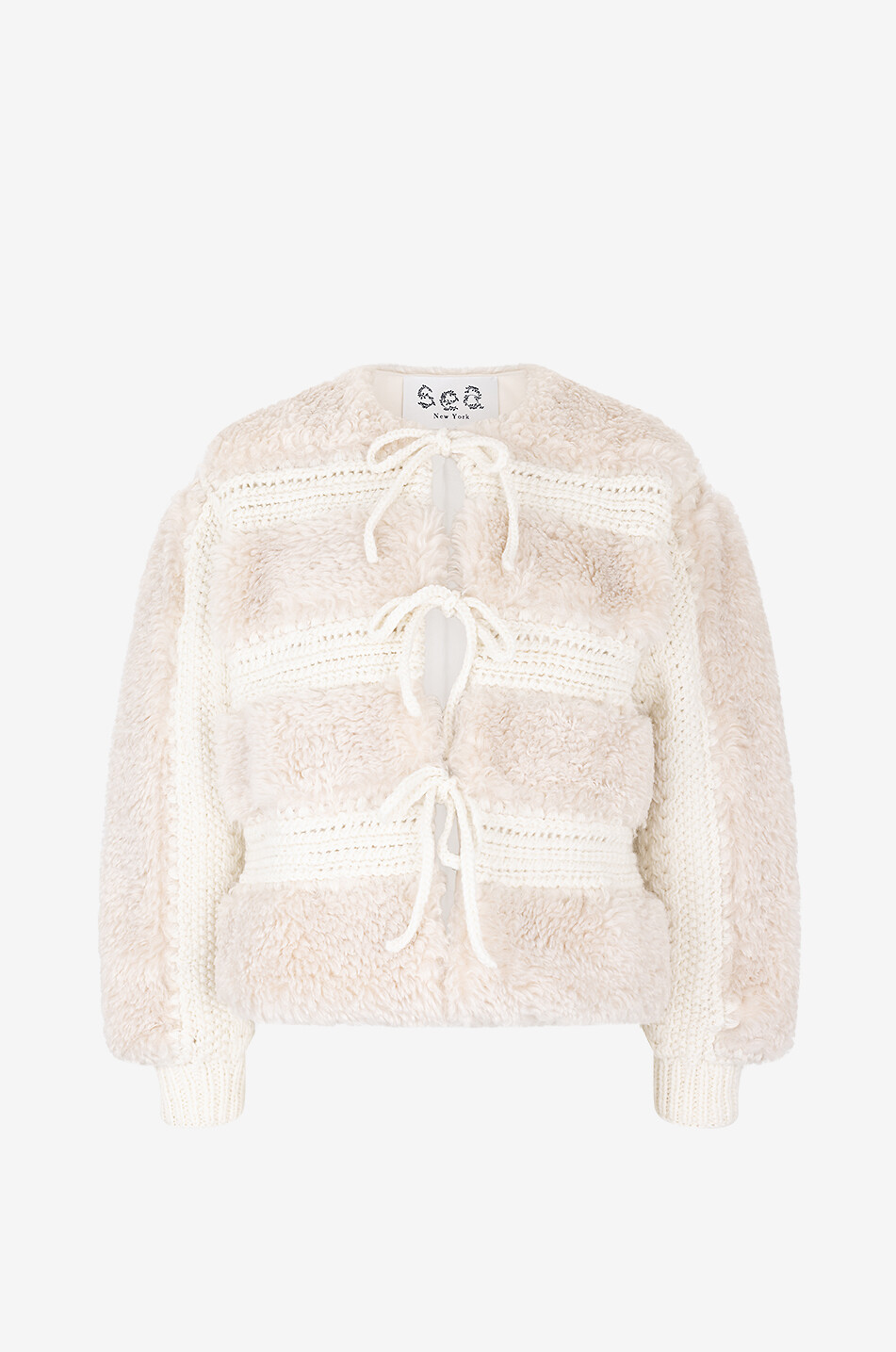 SEA Gisele faux fur and wool jacket Women EGGSHELL 1