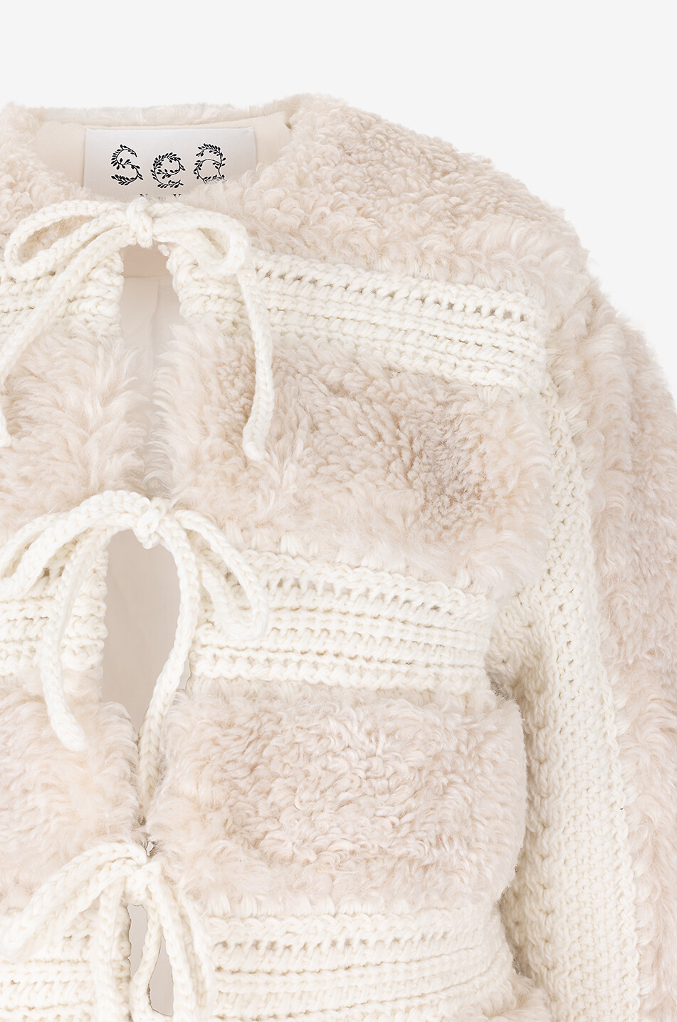 SEA Gisele faux fur and wool jacket Women EGGSHELL 3